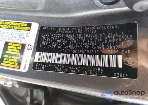 2023 Toyota Camry Se Awd from USA, damaged, VIN 4T1G11BK4PU091515